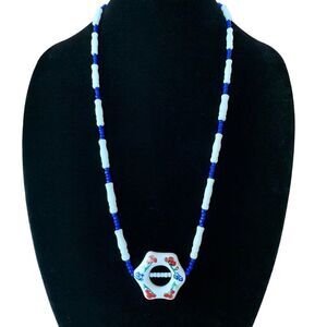Vintage Chinese Painted Ceramic Necklace